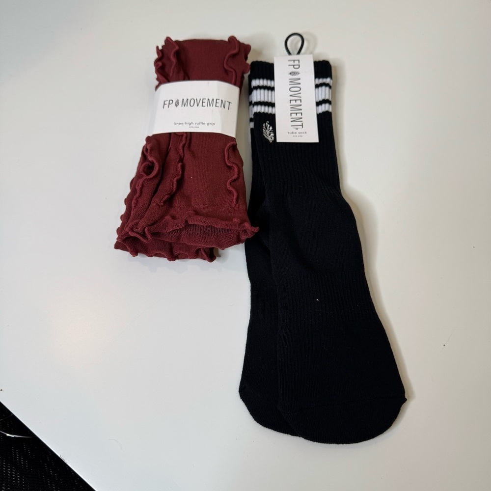 FP Movement Socks and FP Movement knee-high ruffle grip socks one size